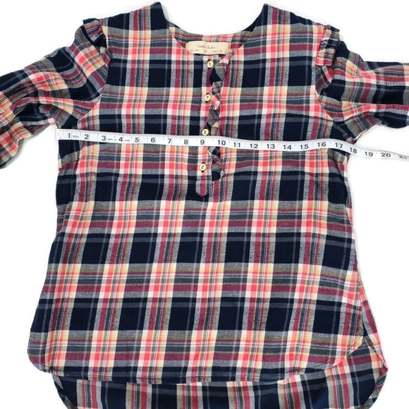 Anthropologie Isabella Sinclair Womens Plaid Flannel Pop Over Blouse SZ XS - Picture 7 of 16